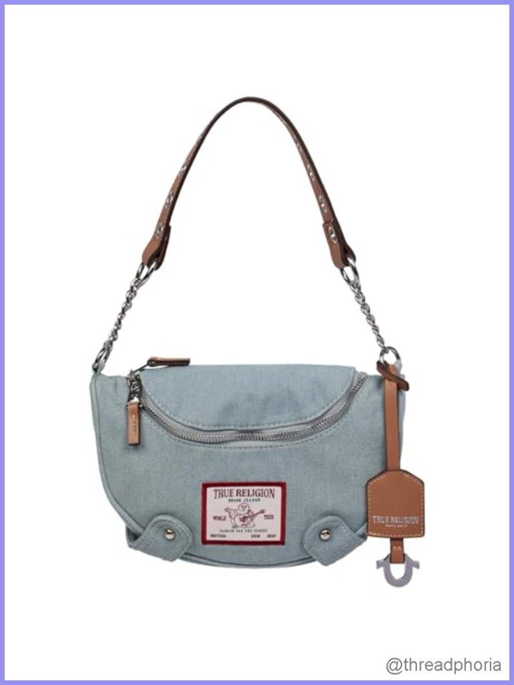 True Religion Hobo Shoulder Bag Purse Chain Strap Cotton Polyester
